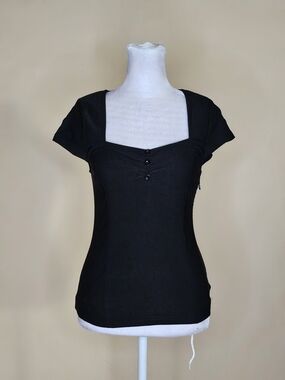 Killstar Black Square Neck Short Sleeve Top